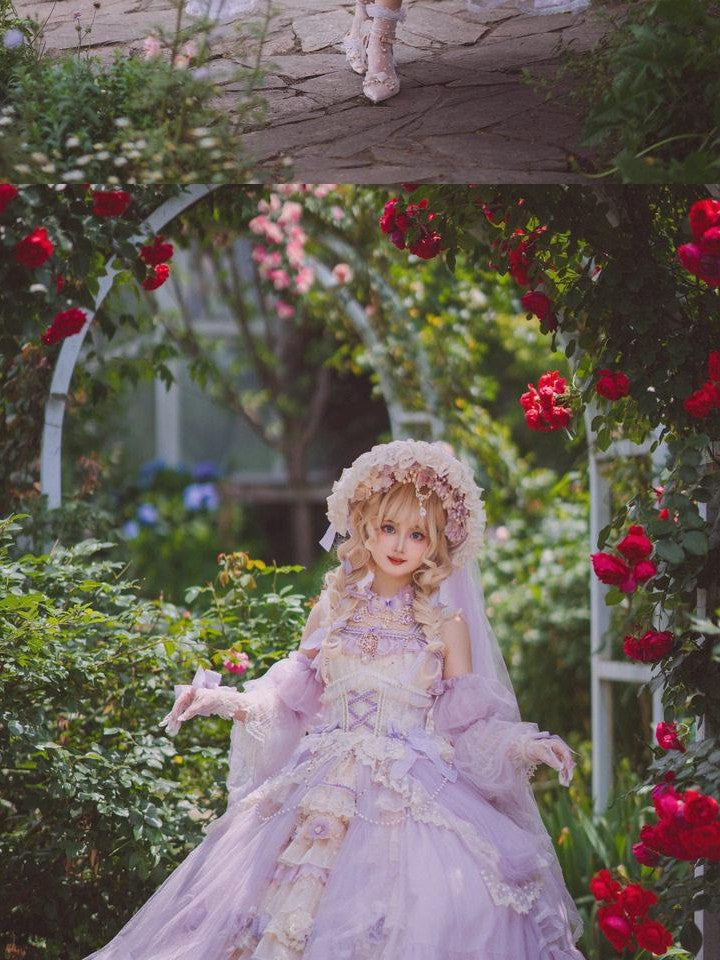 Cat little fairy Lavender Lolita Bridal Tea Party Women's Chiffon Jsk / Jumper Skirts