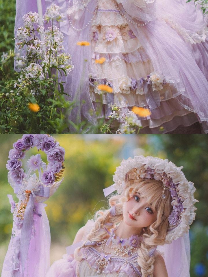 Cat little fairy Lavender Lolita Bridal Tea Party Women's Chiffon Jsk / Jumper Skirts