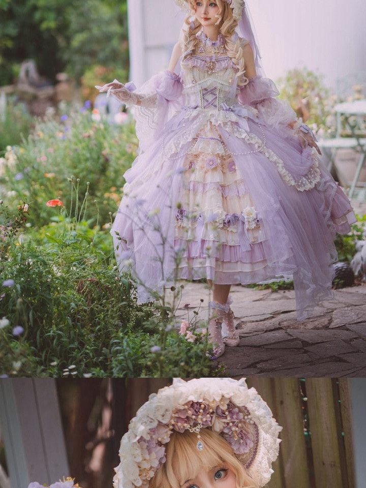 Cat little fairy Lavender Lolita Bridal Tea Party Women's Chiffon Jsk / Jumper Skirts
