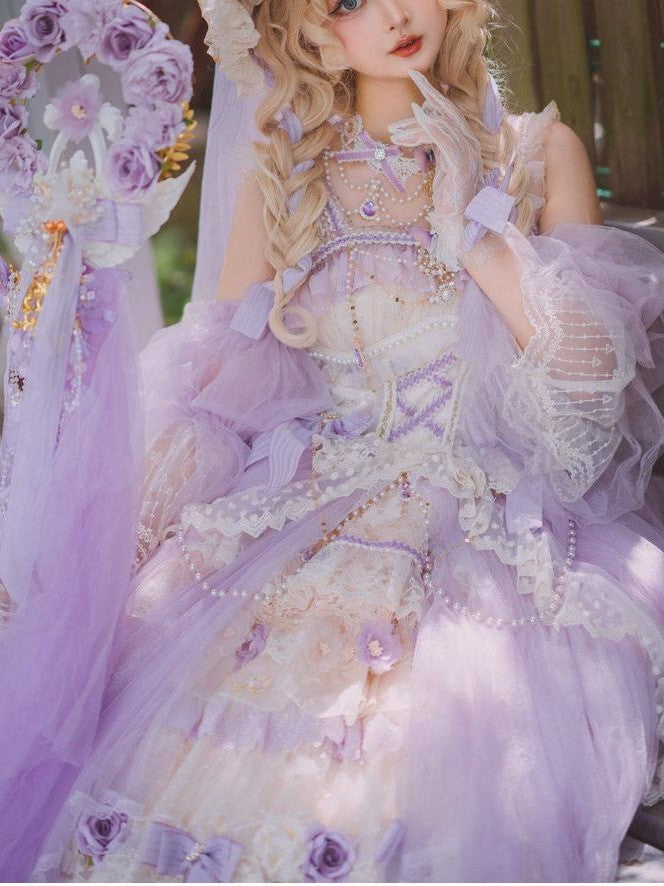 Cat little fairy Lavender Lolita Bridal Tea Party Women's Chiffon Jsk / Jumper Skirts