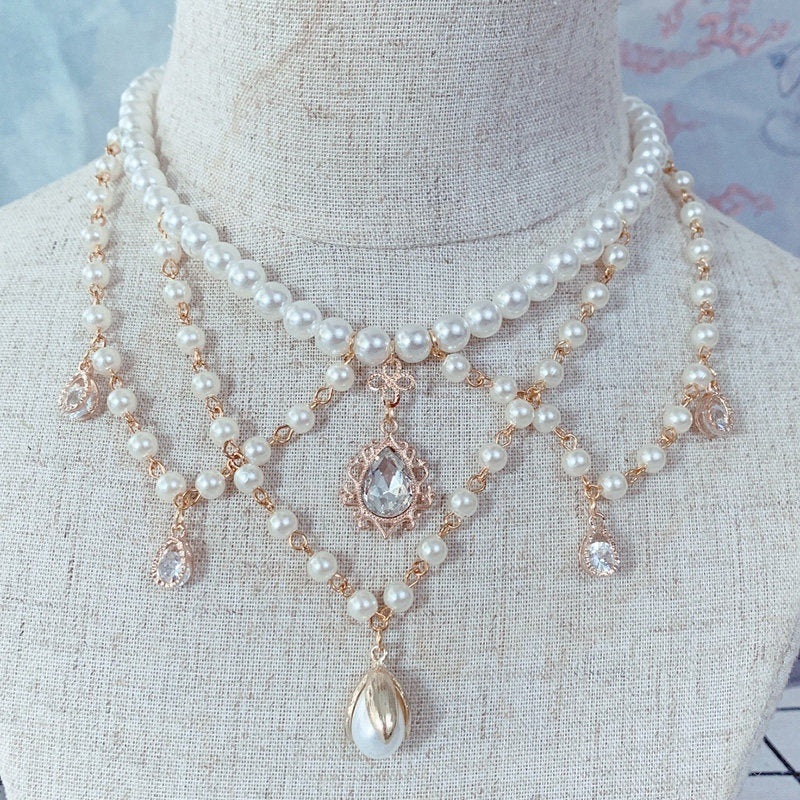 Cat_little_fairy_Light_Green_Veiled_Handmade_Lolita_Bonnet_Women's_Pearl_Necklace_Accessories_658075163799_MISSTT