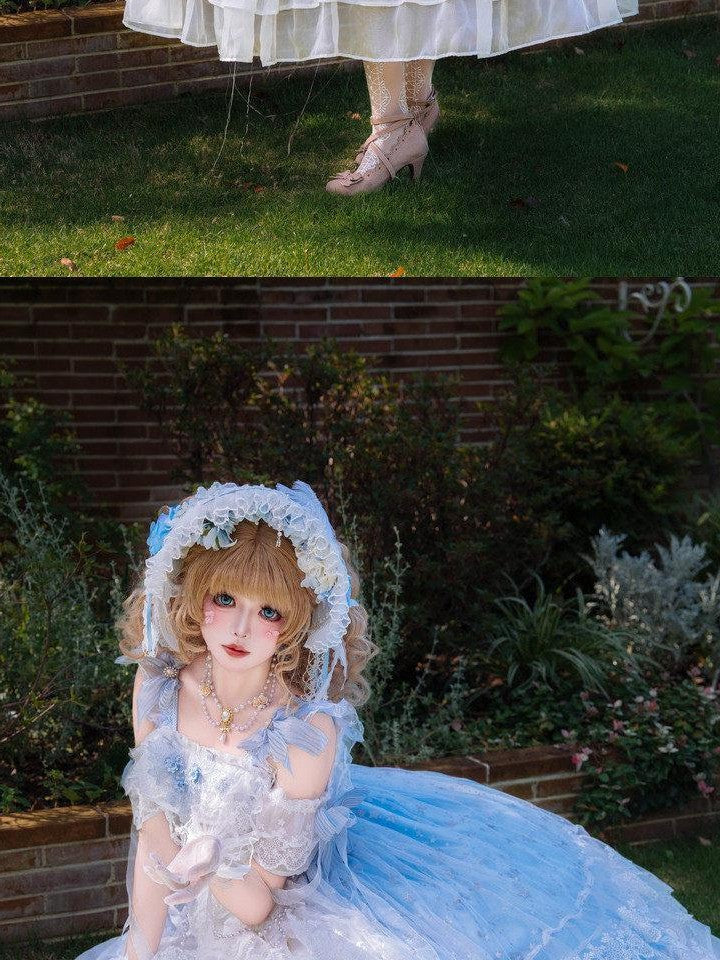Cat little fairy Ocean Blue Bridal Square Collar A Line Women's Jsk / Jumper Skirts