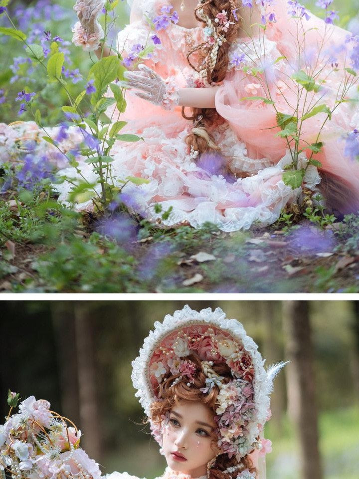 Cat little fairy Peach Pink Tea Party Lolita Women's Chiffon Princess Jsk / Jumper Skirts
