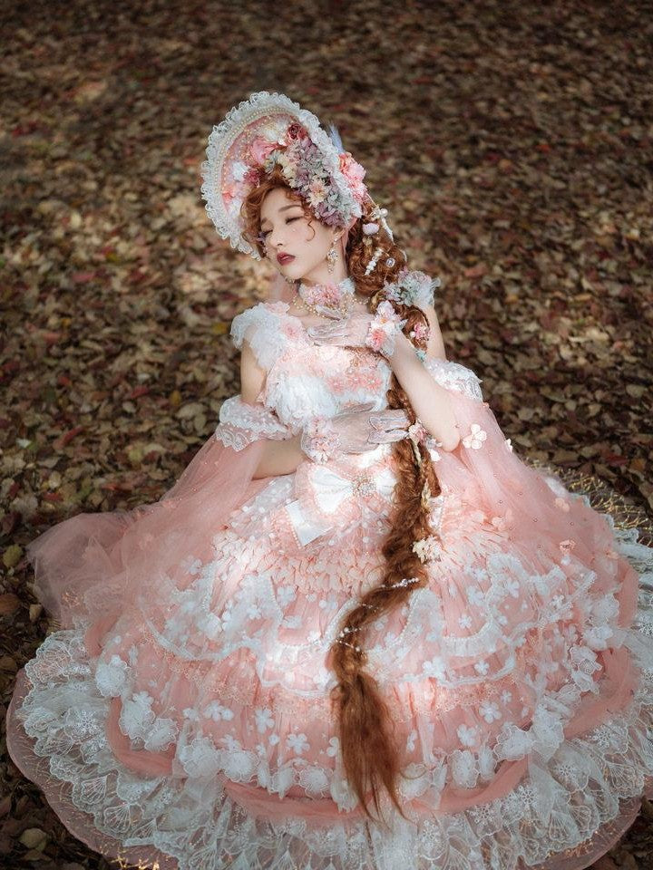 Cat little fairy Peach Pink Tea Party Lolita Women's Chiffon Princess Jsk / Jumper Skirts