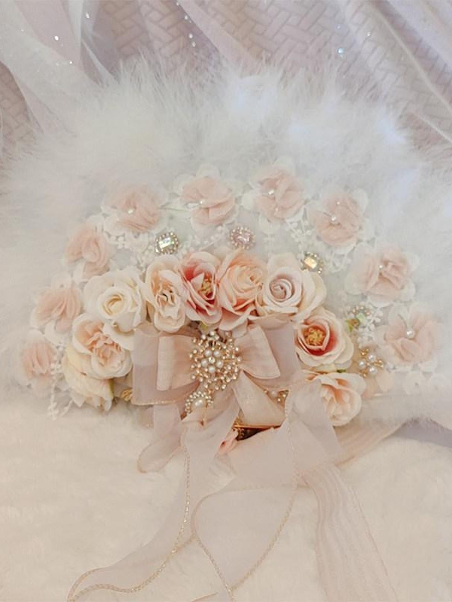 Cat little fairy Pink White Lace Flower Handmade Bridal Lolita Women's Lace Veil Accessories