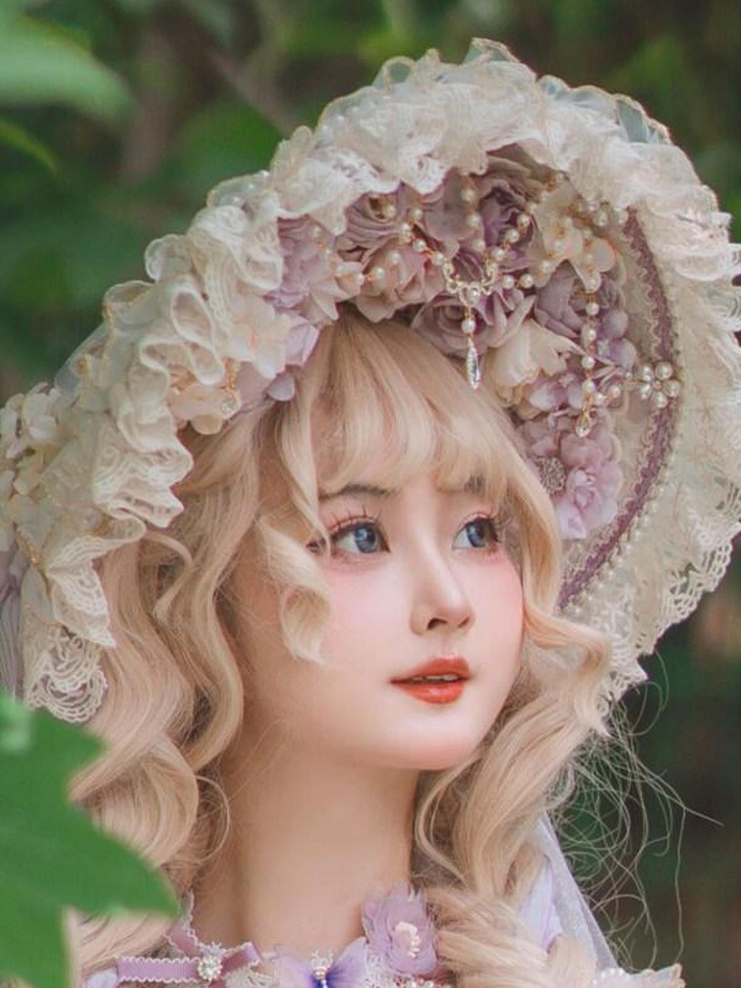 Cat little fairy Purple Lolita Handmade Bridal Headband Wand Necklace Choker Women's Accessories