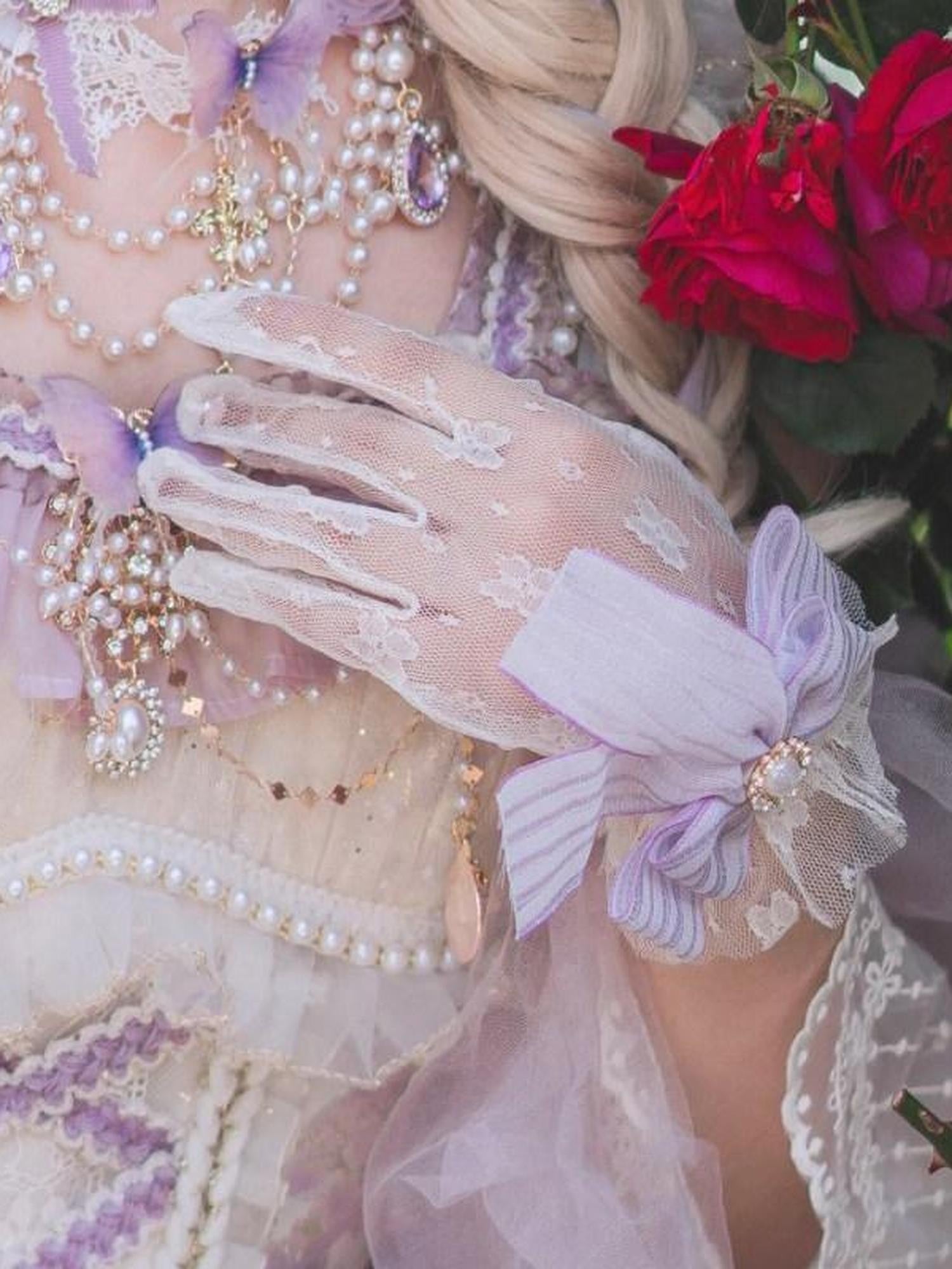 Cat little fairy Purple Lolita Handmade Bridal Headband Wand Necklace Choker Women's Accessories