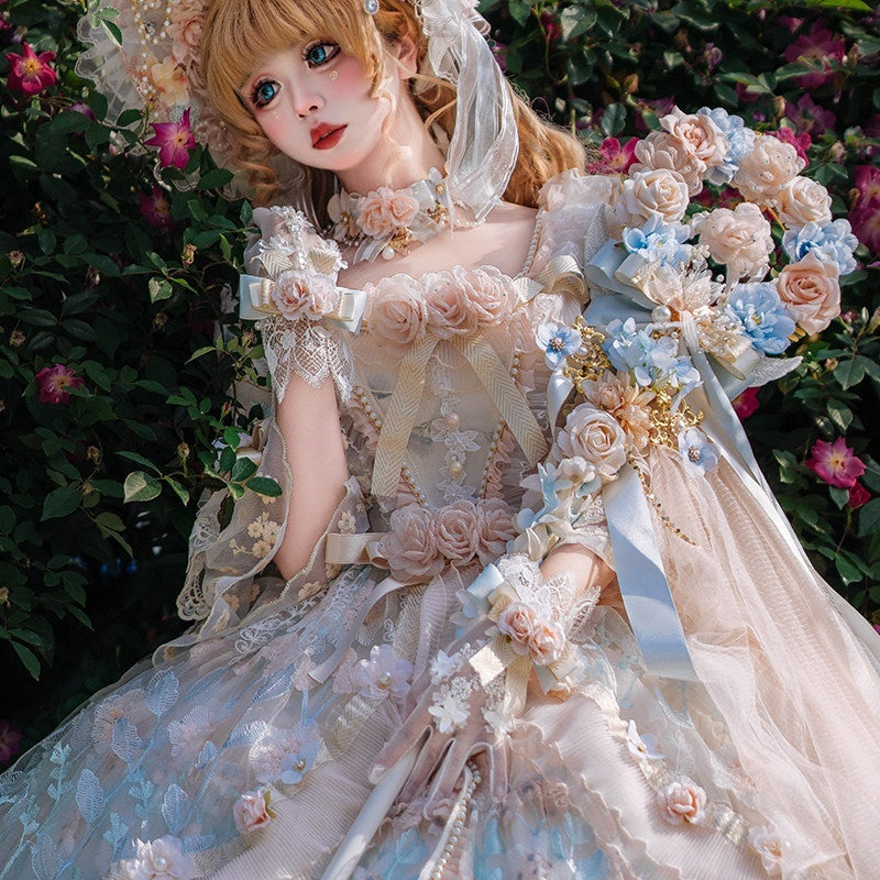 Cat_little_fairy_Rose_Floral_Handmade_Bridal_Flat_Hat_Necklace_Gloves_Women's_Accessories_790240952240_MISSTT