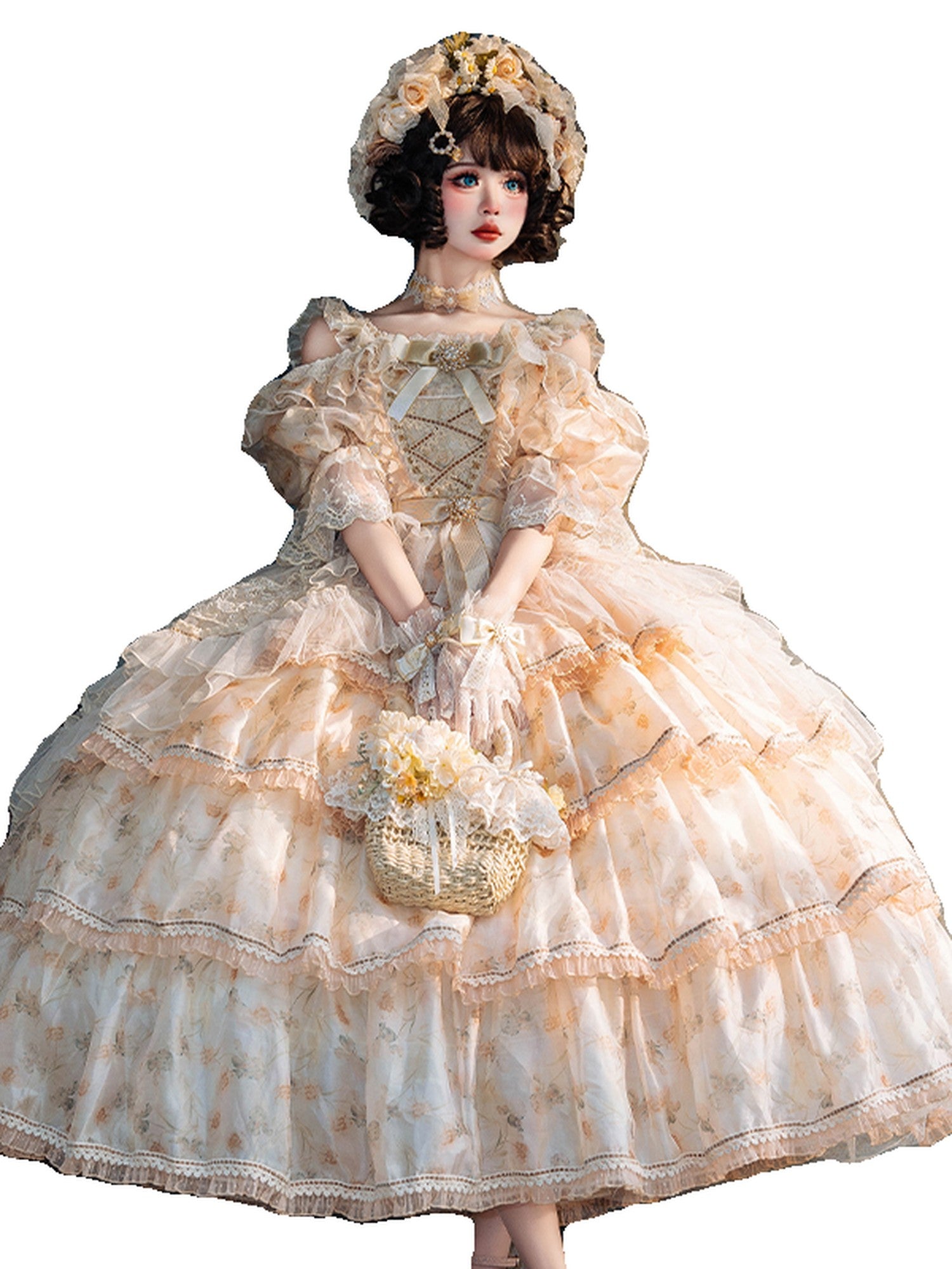 Cat little fairy Rose Letter Floral Lolita Flower Bride Women's Chiffon Jsk / Jumper Skirts
