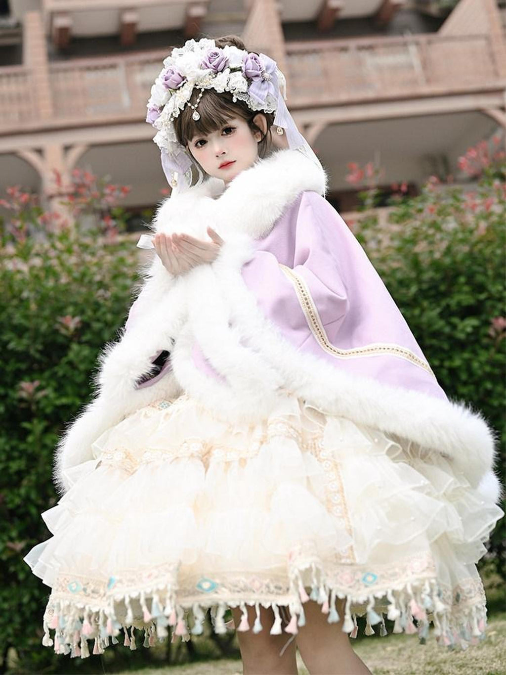 Cat little fairy Violet Lolita Fur Collar Cape Coat Shawl Women's Long Cloaks