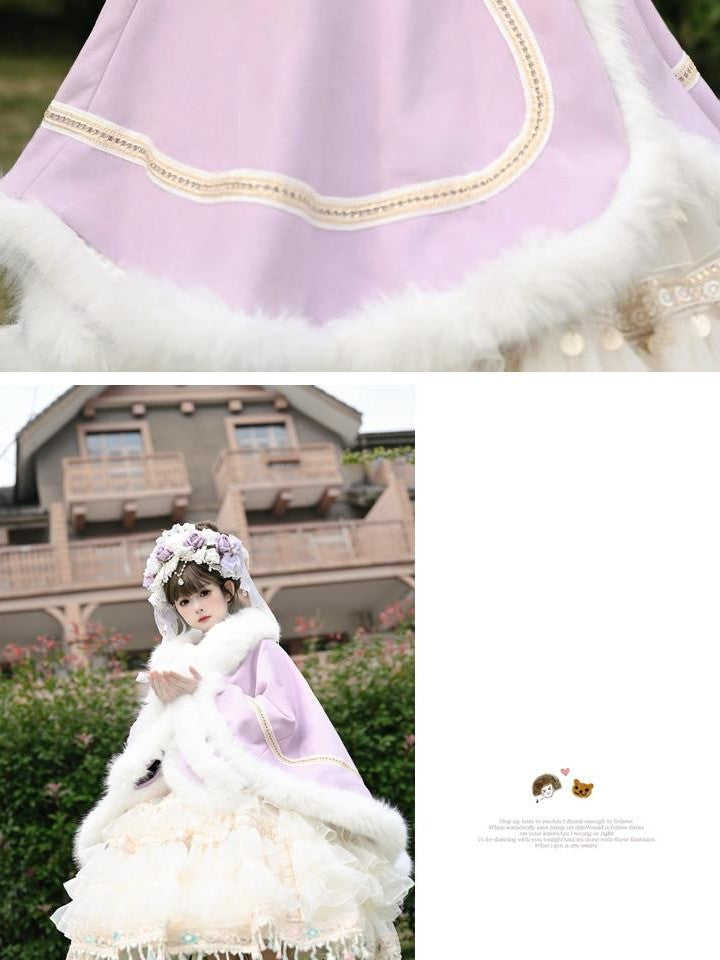 Cat little fairy Violet Lolita Fur Collar Cape Coat Shawl Women's Long Cloaks