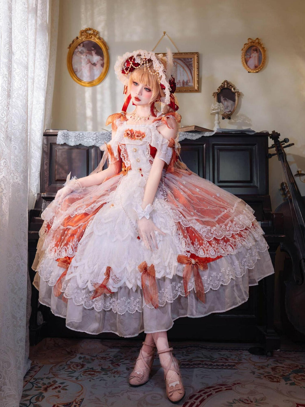 Cat little fairy Yellow Lolita Princess Women's Polyurethane Stretch Lining Jsk / Jumper Skirts