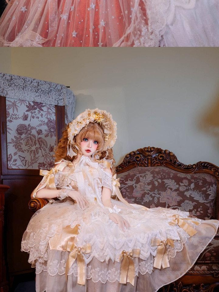 Cat little fairy Yellow Lolita Princess Women's Polyurethane Stretch Lining Jsk / Jumper Skirts
