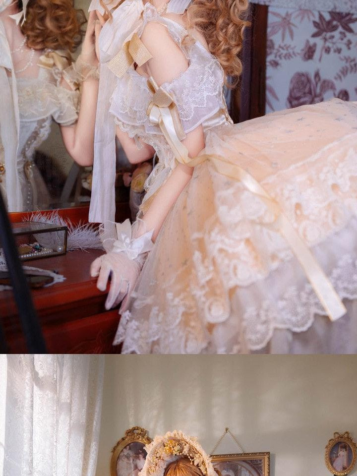 Cat little fairy Yellow Lolita Princess Women's Polyurethane Stretch Lining Jsk / Jumper Skirts