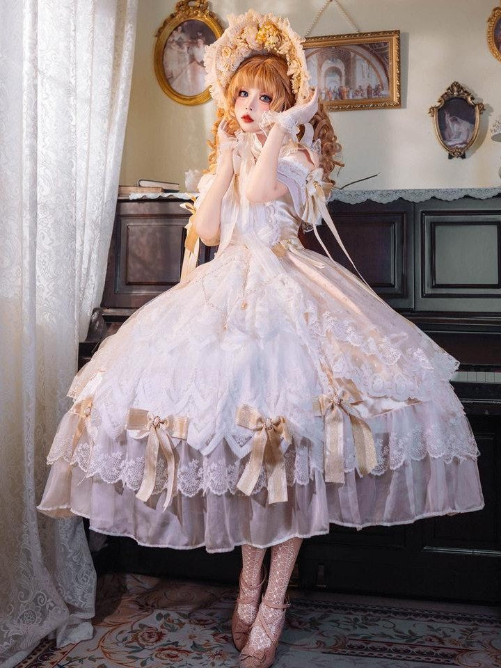 Cat little fairy Yellow Lolita Princess Women's Polyurethane Stretch Lining Jsk / Jumper Skirts