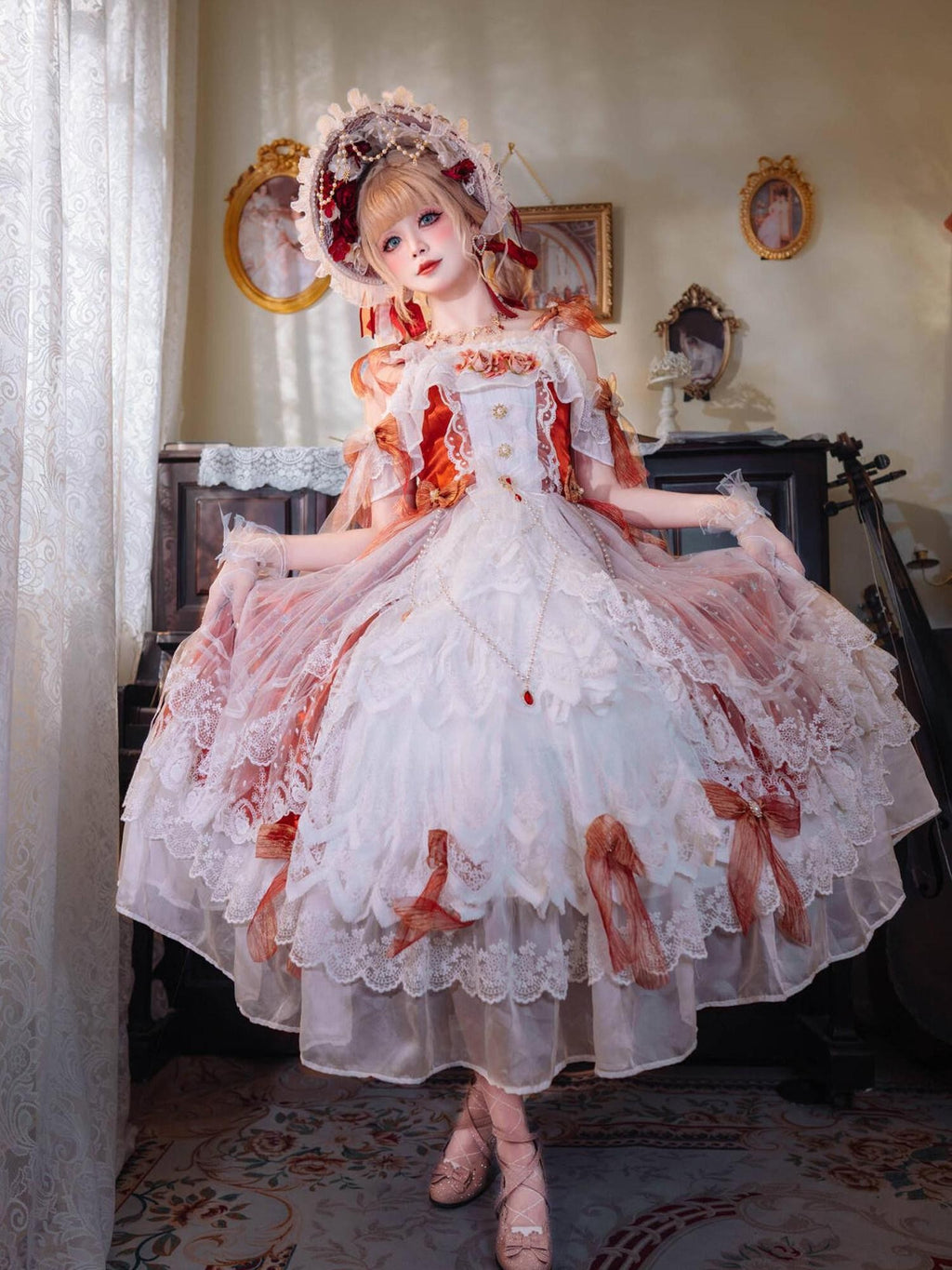 Cat little fairy Yellow Lolita Princess Women's Polyurethane Stretch Lining Jsk / Jumper Skirts