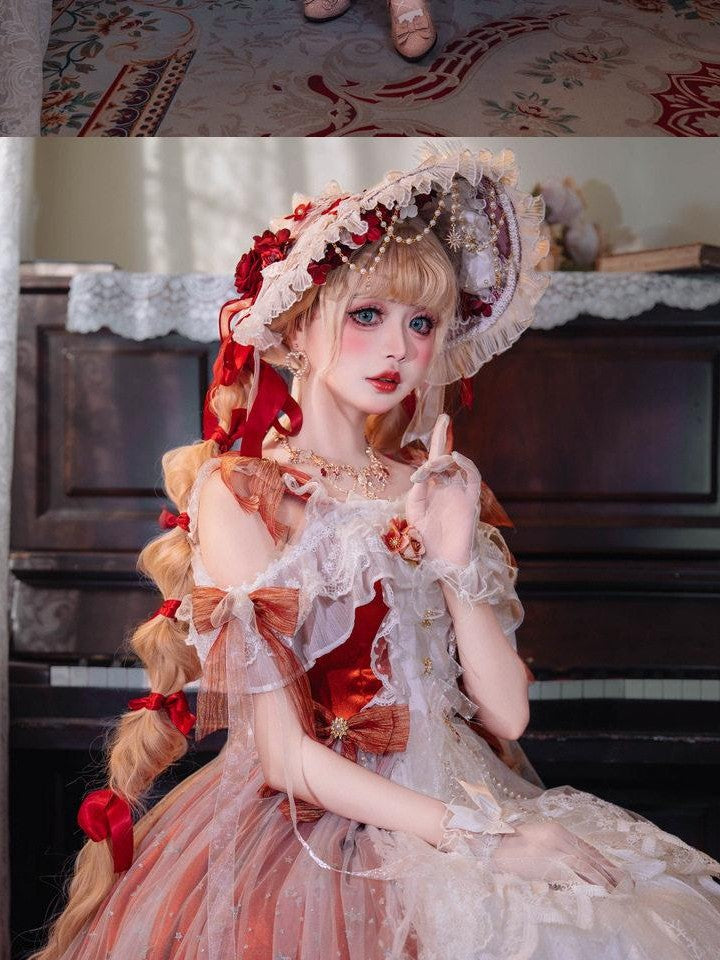 Cat little fairy Yellow Lolita Princess Women's Polyurethane Stretch Lining Jsk / Jumper Skirts