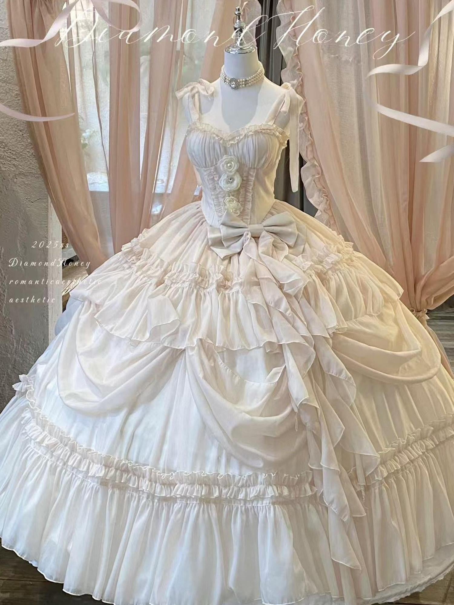Diamond Sweetheart Antique Floral Ladylike Full Skirt Women's Other Material Jsk / Jumper Skirts
