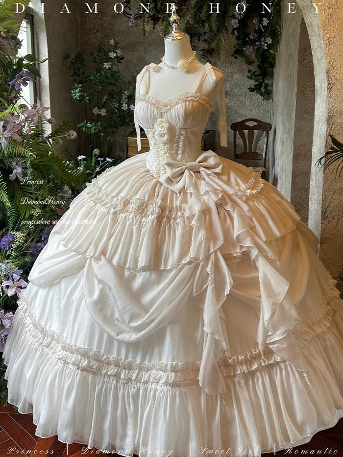 Diamond Sweetheart Antique Floral Ladylike Full Skirt Women's Other Material Jsk / Jumper Skirts