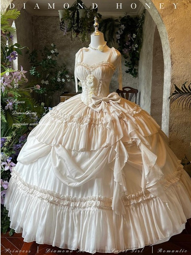 Diamond Sweetheart Antique Floral Ladylike Full Skirt Women's Other Material Jsk / Jumper Skirts