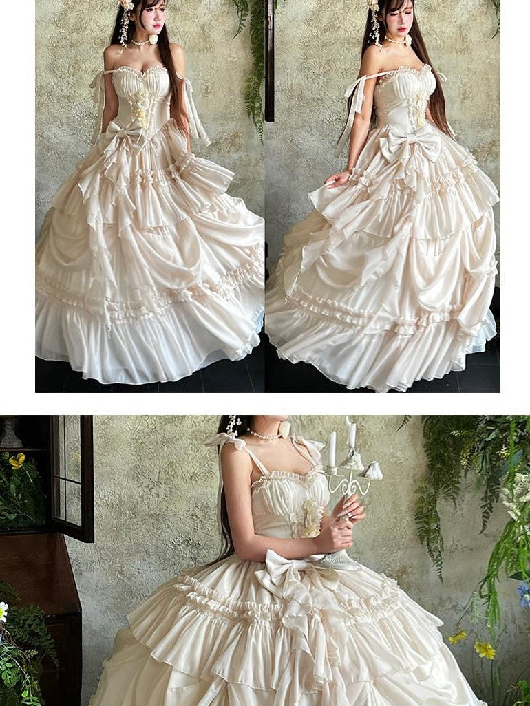 Diamond Sweetheart Antique Floral Ladylike Full Skirt Women's Other Material Jsk / Jumper Skirts