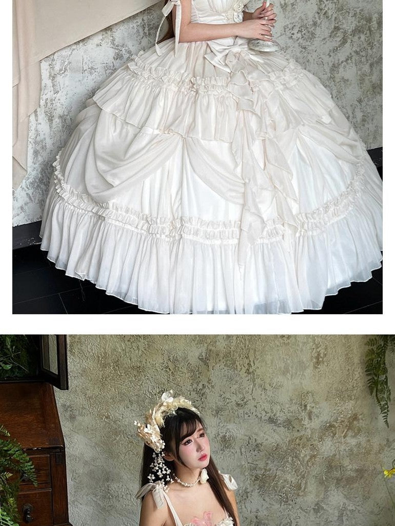 Diamond Sweetheart Antique Floral Ladylike Full Skirt Women's Other Material Jsk / Jumper Skirts