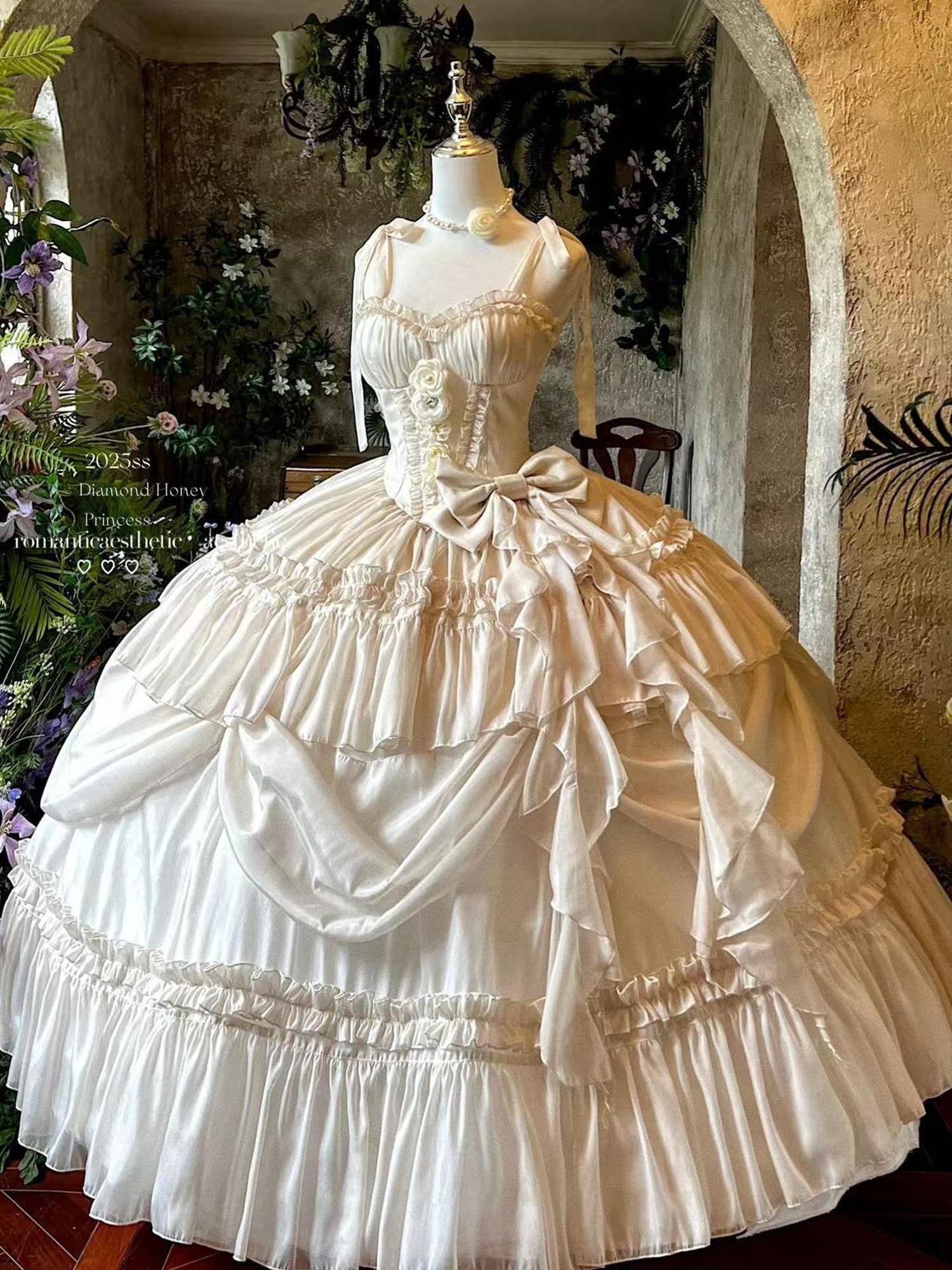 Diamond Sweetheart Antique Floral Ladylike Full Skirt Women's Other Material Jsk / Jumper Skirts