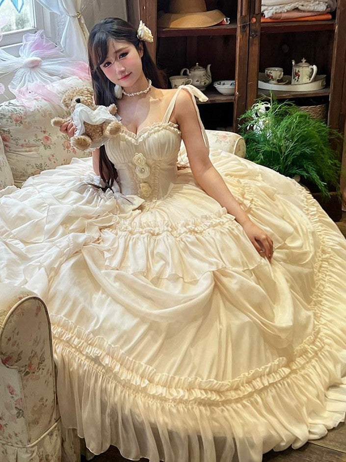 Diamond Sweetheart Antique Floral Ladylike Full Skirt Women's Other Material Jsk / Jumper Skirts