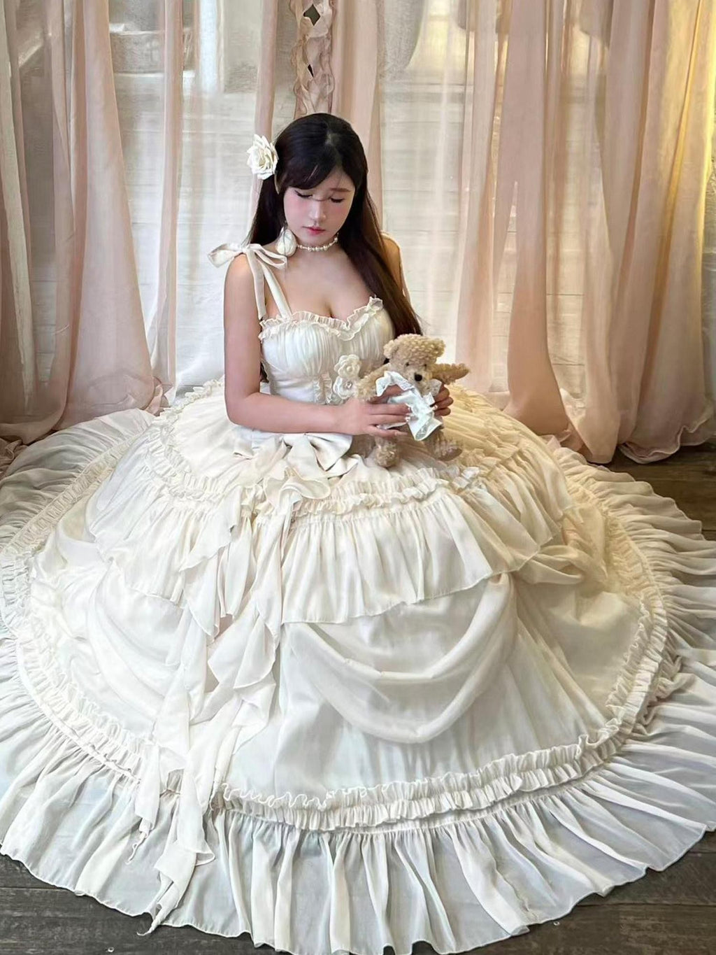 Diamond Sweetheart Antique Floral Ladylike Full Skirt Women's Other Material Jsk / Jumper Skirts