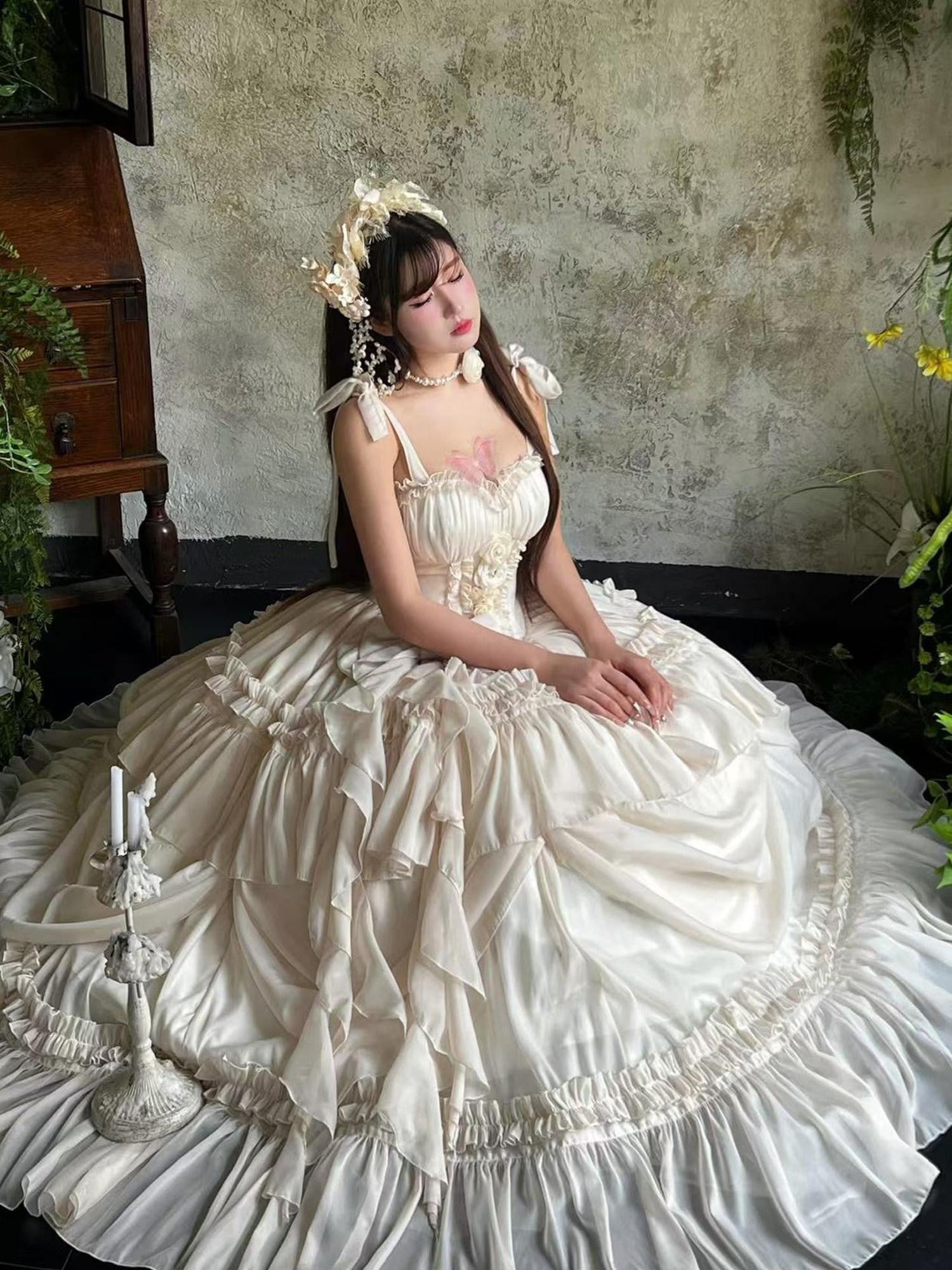 Diamond Sweetheart Antique Floral Ladylike Full Skirt Women's Other Material Jsk / Jumper Skirts