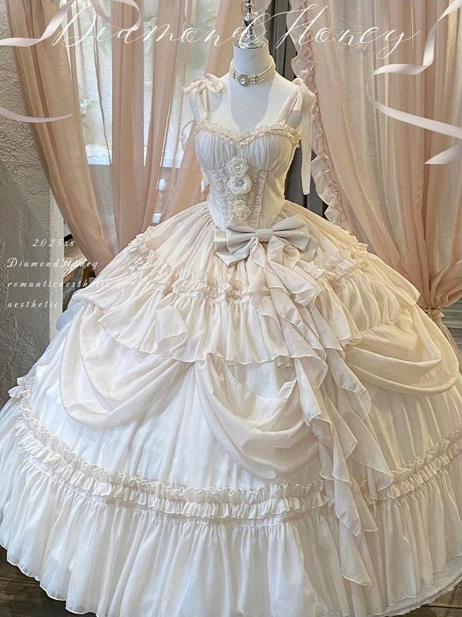 Diamond Sweetheart Antique Floral Ladylike Full Skirt Women's Other Material Jsk / Jumper Skirts