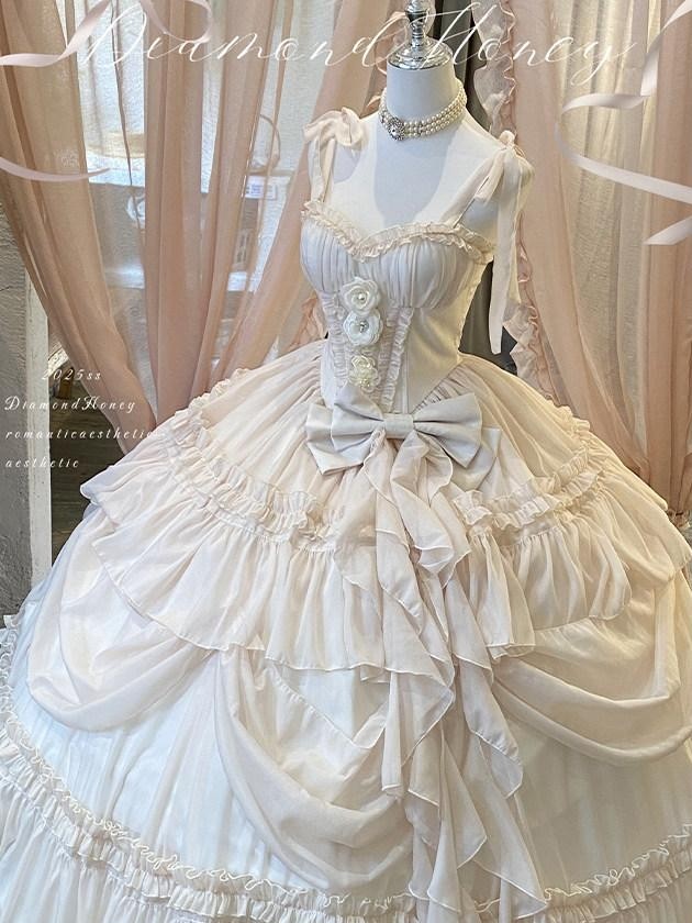 Diamond Sweetheart Antique Floral Ladylike Full Skirt Women's Other Material Jsk / Jumper Skirts