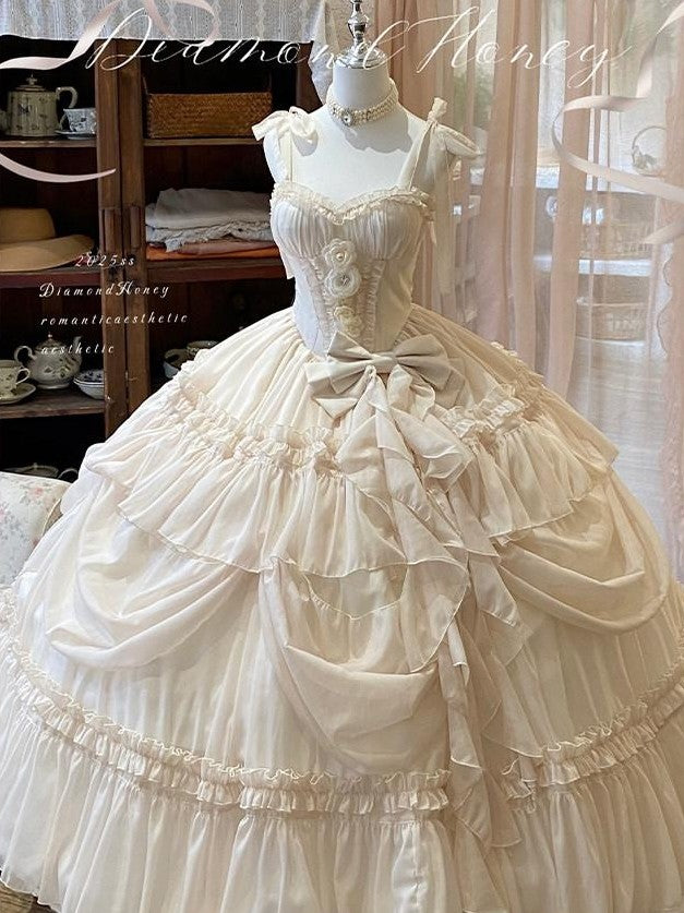 Diamond Sweetheart Antique Floral Ladylike Full Skirt Women's Other Material Jsk / Jumper Skirts
