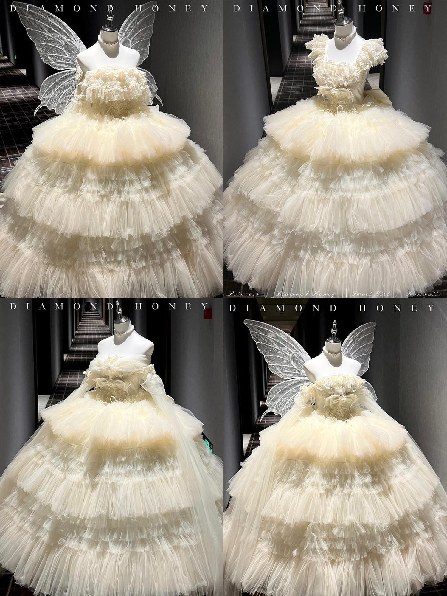 Diamond Sweetheart Apricot Tie Strap Lace Princess Midi Women's Jsk / Jumper Skirts