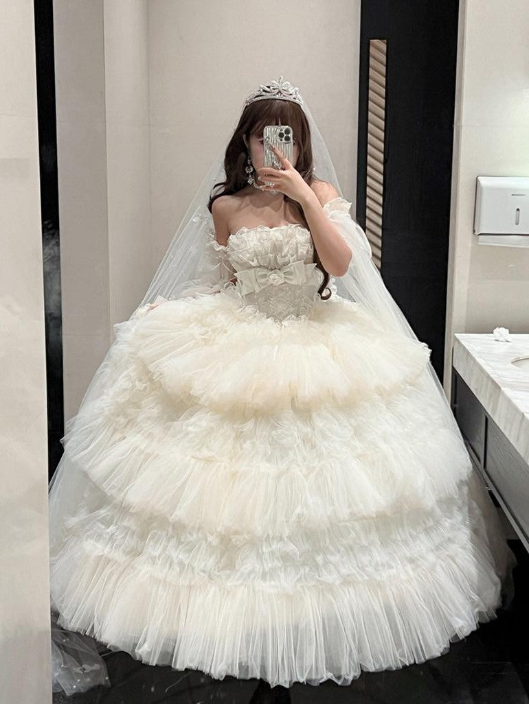 Diamond Sweetheart Apricot Tie Strap Lace Princess Midi Women's Jsk / Jumper Skirts
