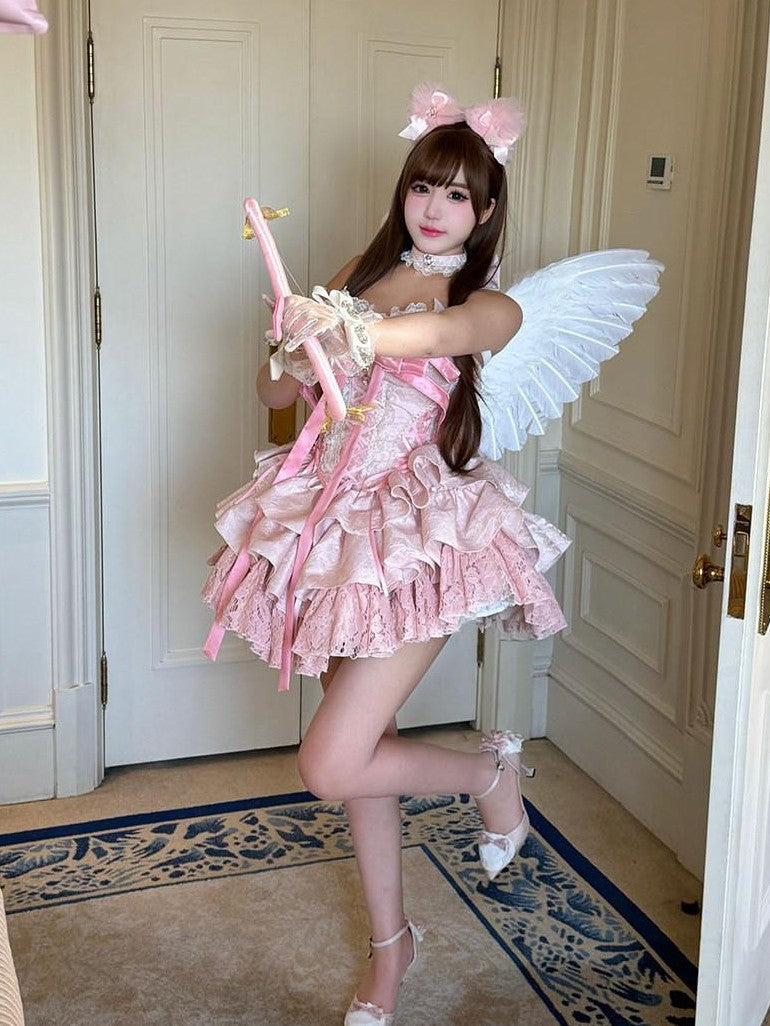 Diamond Sweetheart Ballet Bow Neck Princess Short Party Women's Jsk / Jumper Skirts