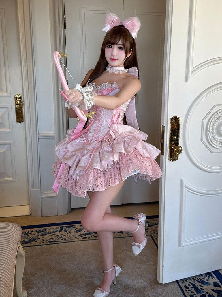 Diamond Sweetheart Ballet Bow Neck Princess Short Party Women's Jsk / Jumper Skirts