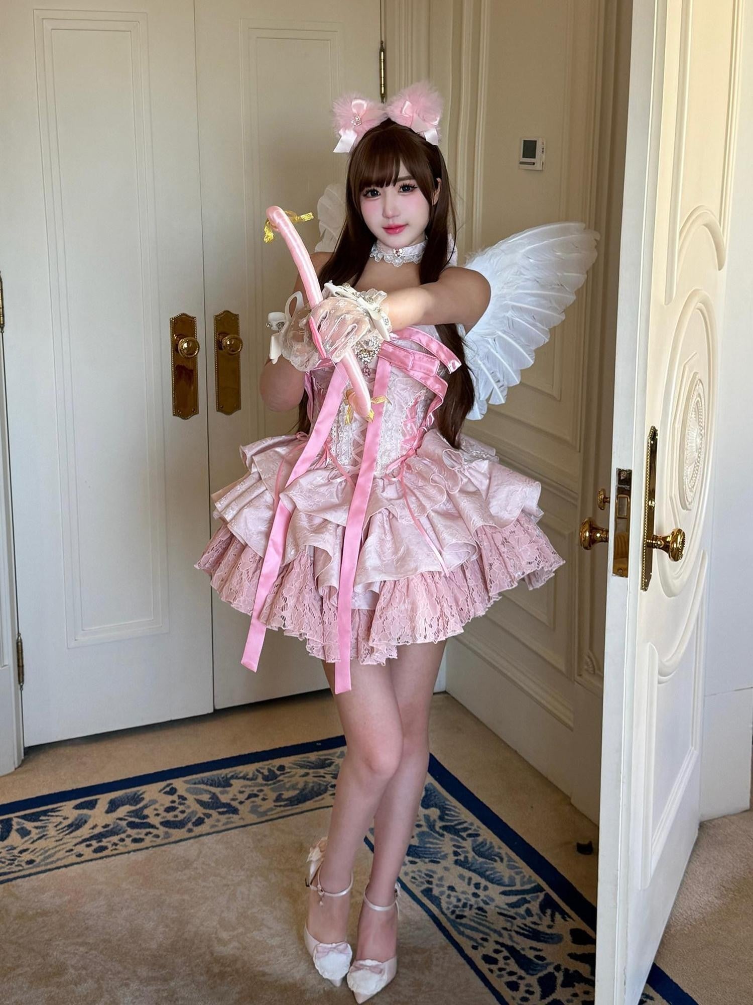 Diamond Sweetheart Ballet Bow Neck Princess Short Party Women's Jsk / Jumper Skirts