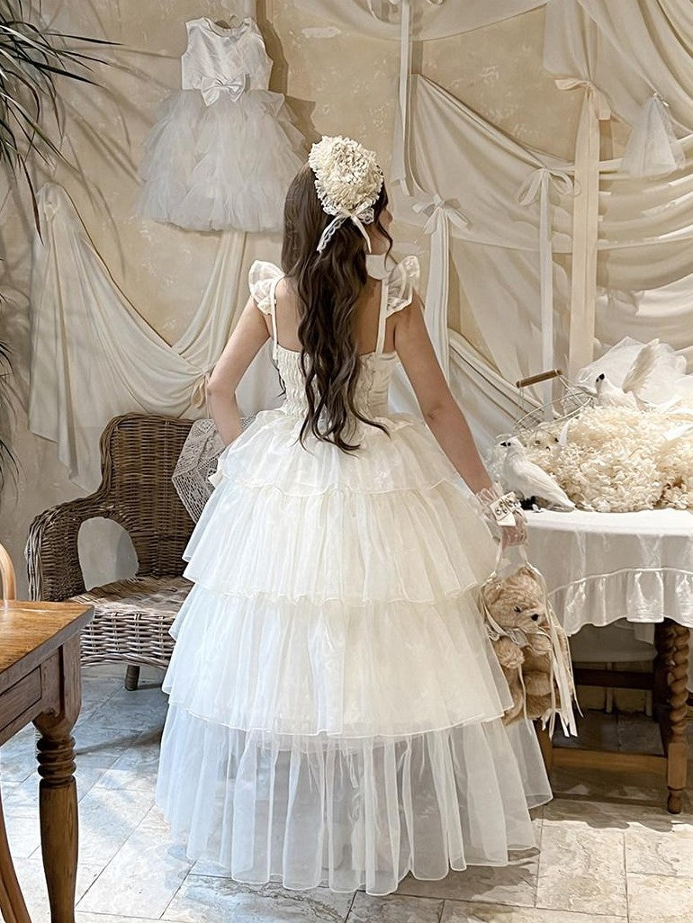Diamond Sweetheart Beige Lace Up Princess High Waist Strapless Women's Op / One Piece Dresses