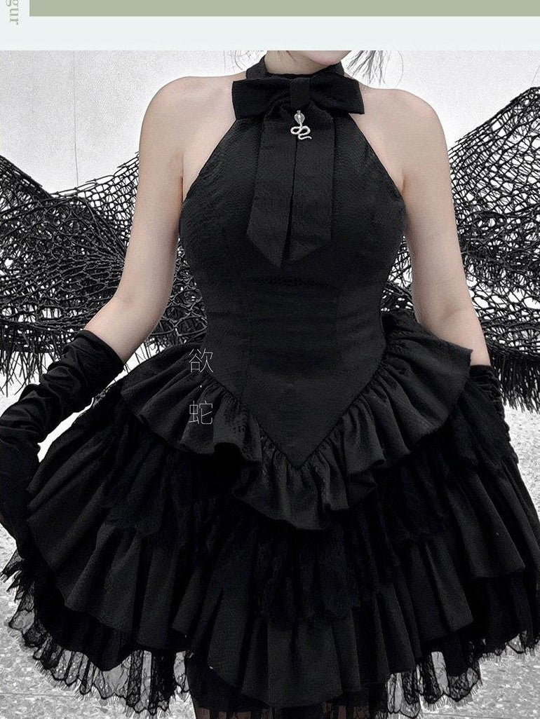 Diamond Sweetheart Dark Snake Print Backless Elegant Slimming Women's Jsk / Jumper Skirts