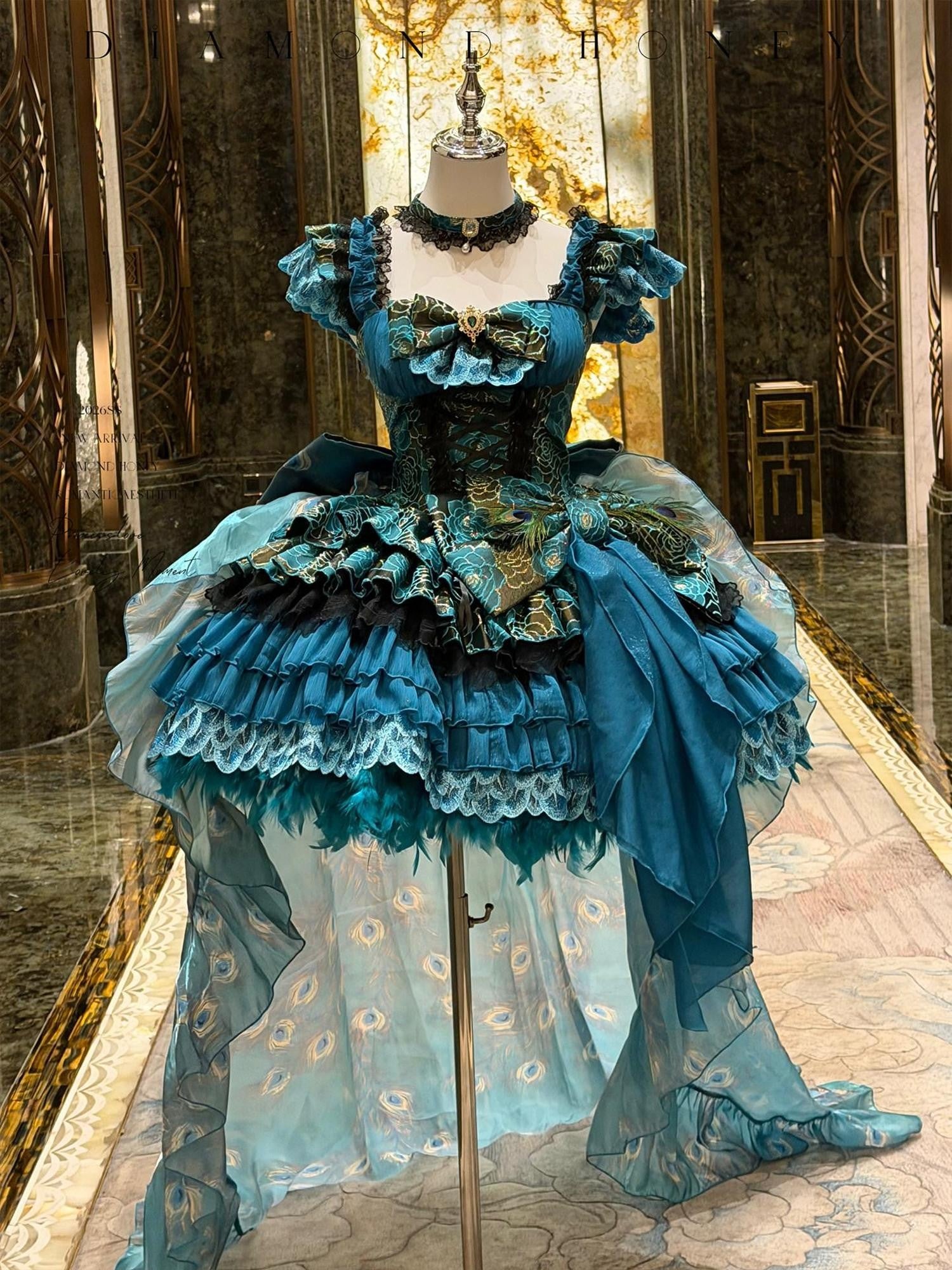 Diamond Sweetheart Dreamy Butterfly Bow Train Veil Neckpiece Slimming Elegant Women's Op Sets