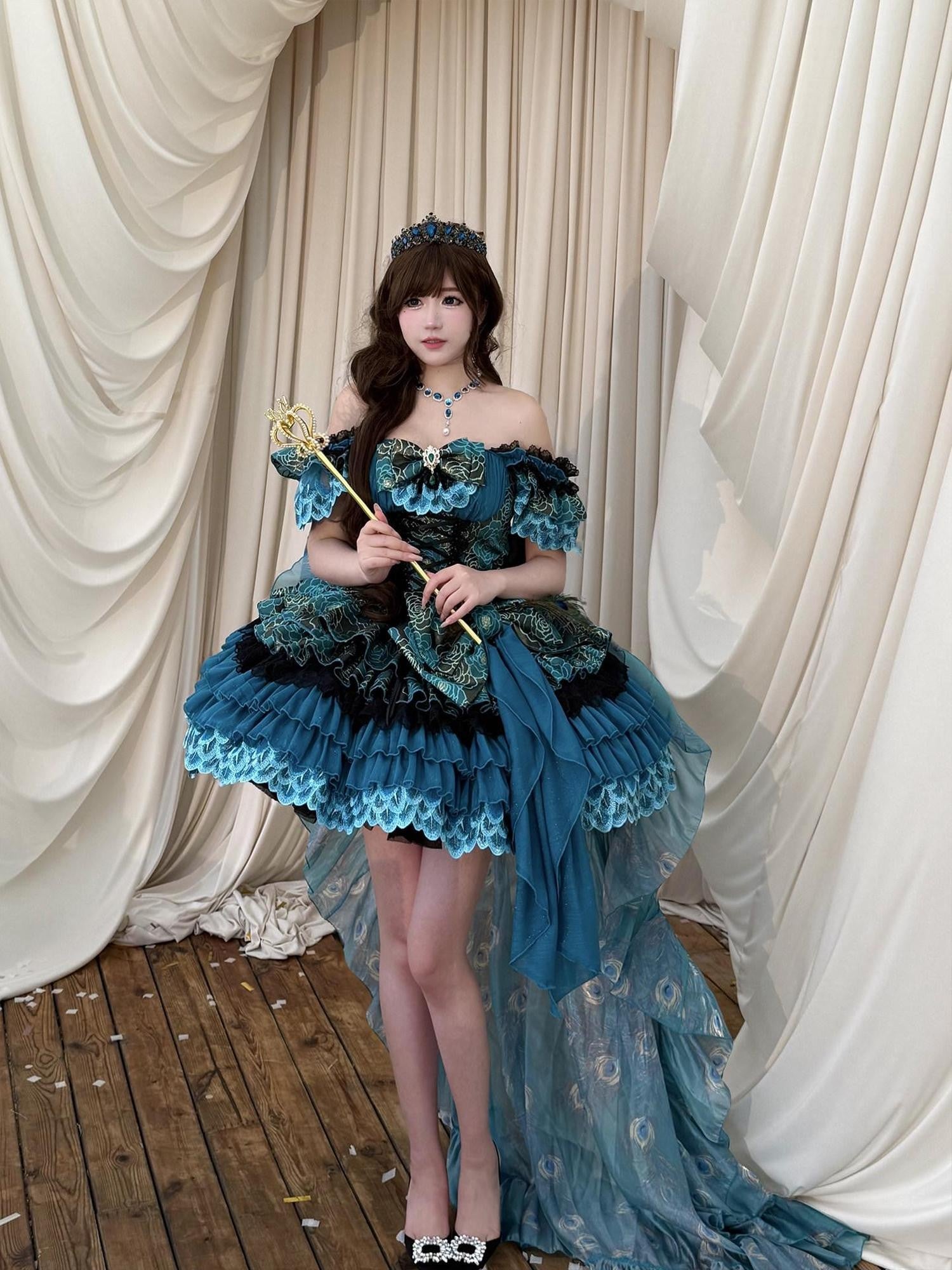 Diamond Sweetheart Dreamy Butterfly Bow Train Veil Neckpiece Slimming Elegant Women's Op Sets