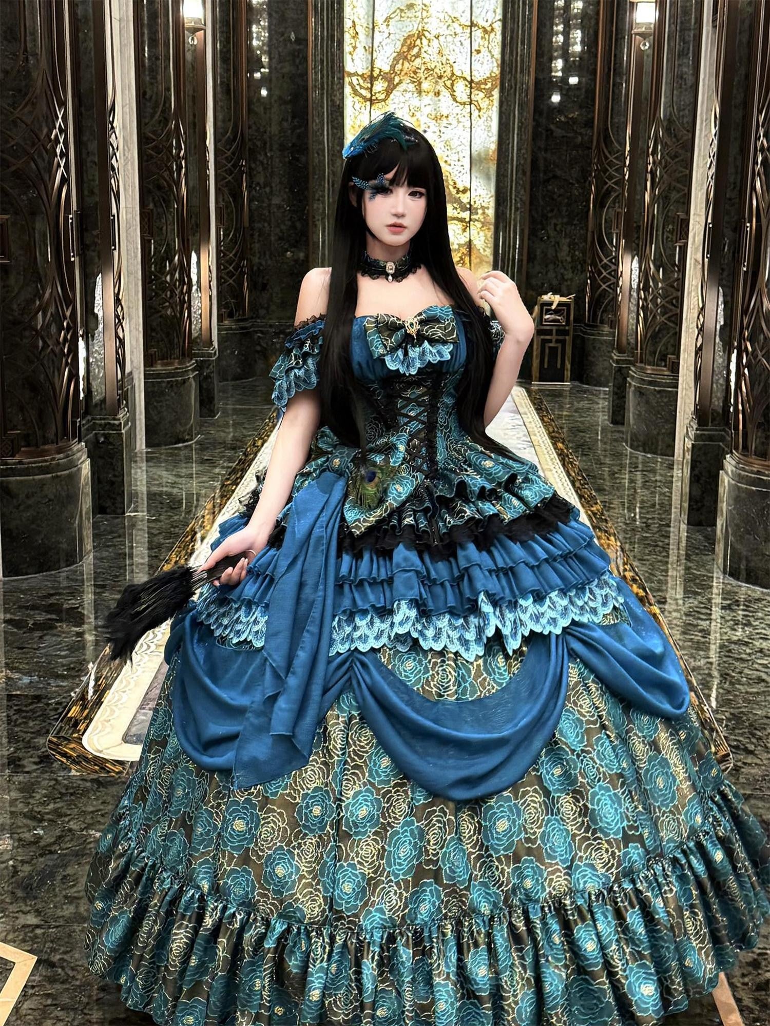 Diamond Sweetheart Dreamy Butterfly Bow Train Veil Neckpiece Slimming Elegant Women's Op Sets