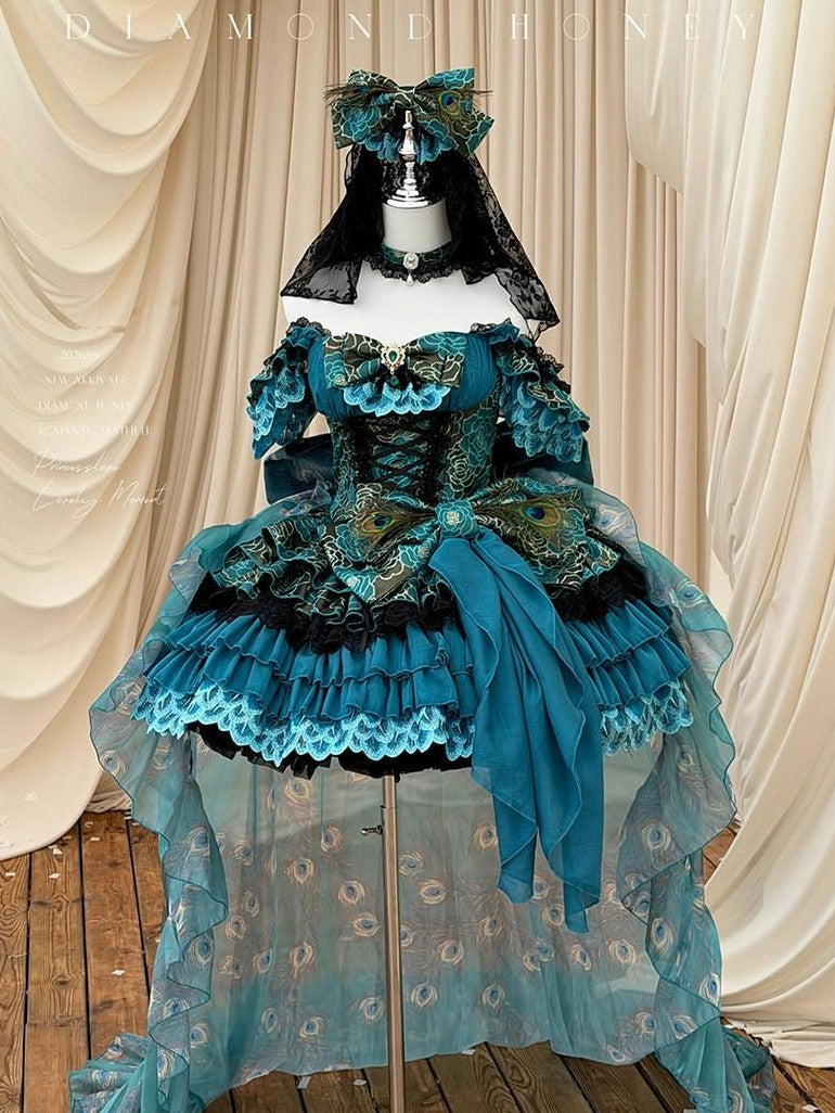 Diamond Sweetheart Dreamy Butterfly Bow Train Veil Neckpiece Slimming Elegant Women's Op Sets