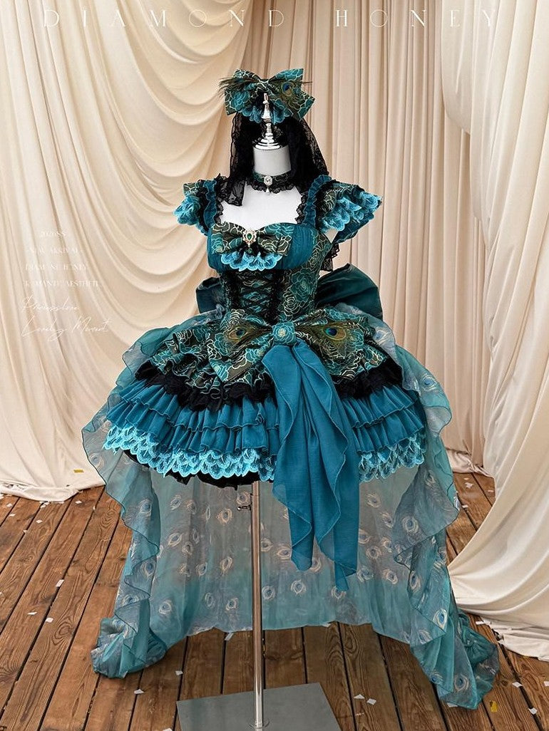 Diamond Sweetheart Dreamy Butterfly Bow Train Veil Neckpiece Slimming Elegant Women's Op Sets