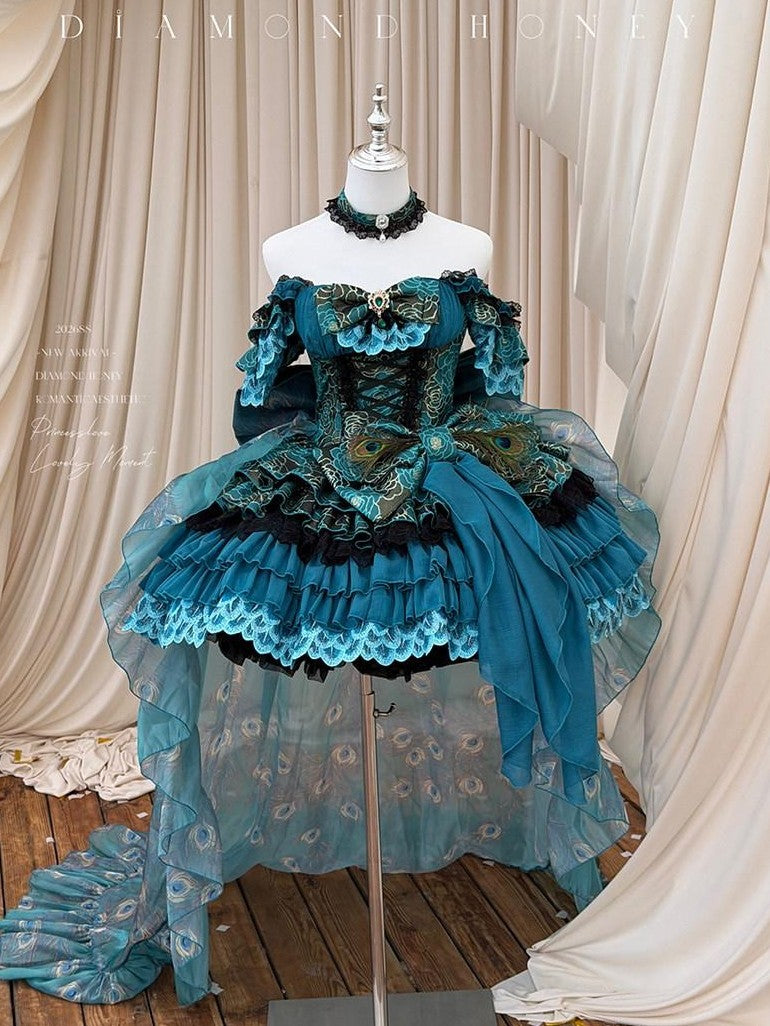 Diamond Sweetheart Dreamy Butterfly Bow Train Veil Neckpiece Slimming Elegant Women's Op Sets