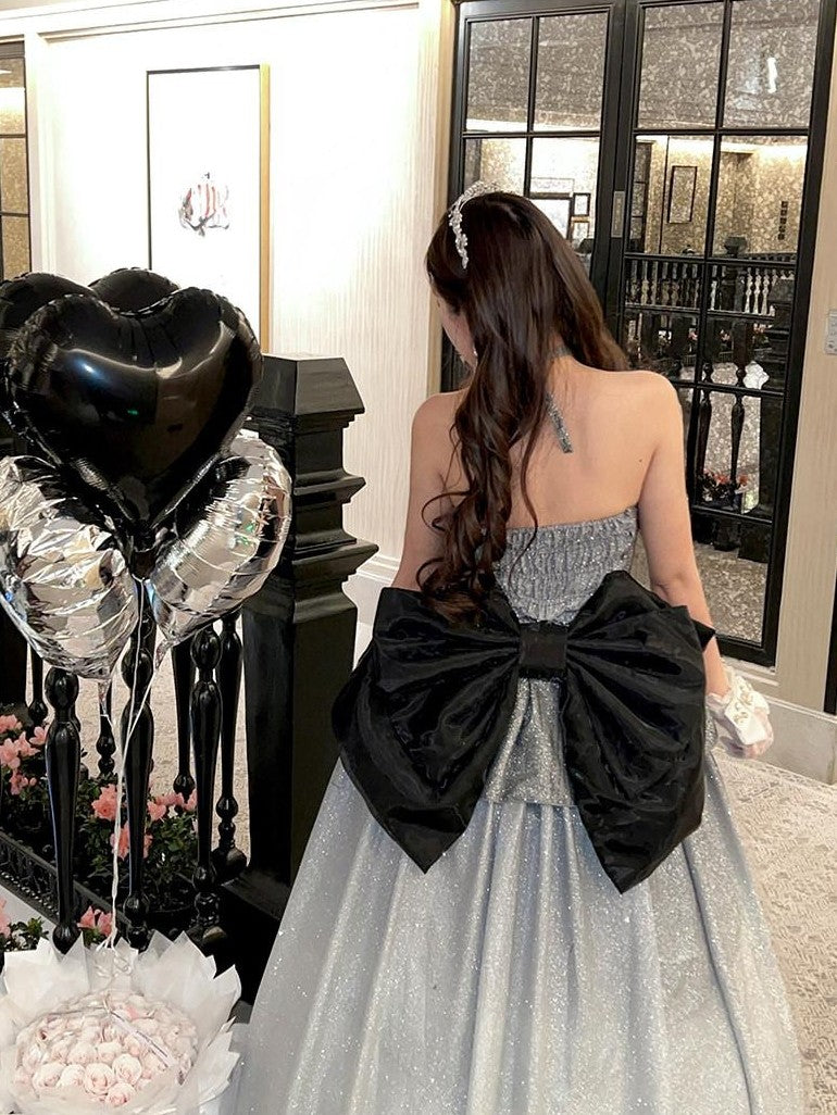Diamond Sweetheart Elegant Long Layered Back Bow Grey Women's Other Material Jsk / Jumper Skirts