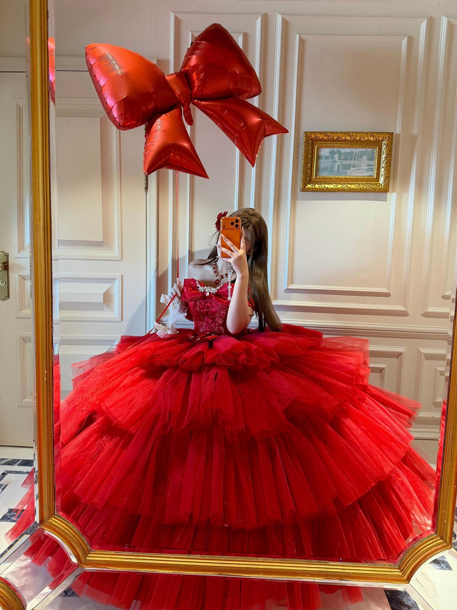 Diamond Sweetheart Eternal Gem Back Bow Long Ballet Women's Tulle Jsk / Jumper Skirts