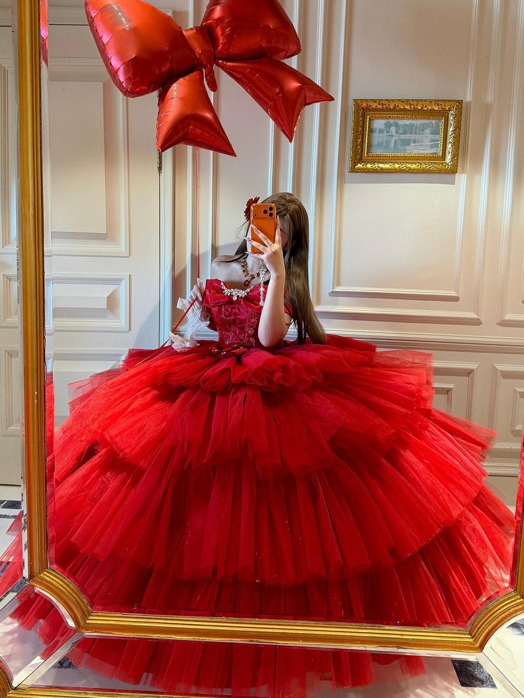 Diamond Sweetheart Eternal Gem Back Bow Long Ballet Women's Tulle Jsk / Jumper Skirts