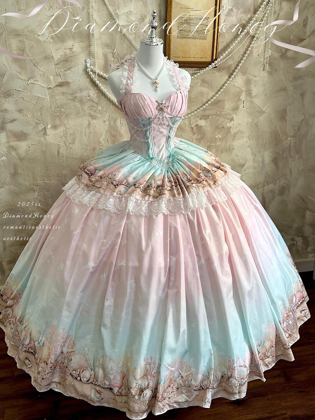 Diamond Sweetheart Floral Halter Tie Sleeveless Long Slimming Women's Jsk / Jumper Skirts